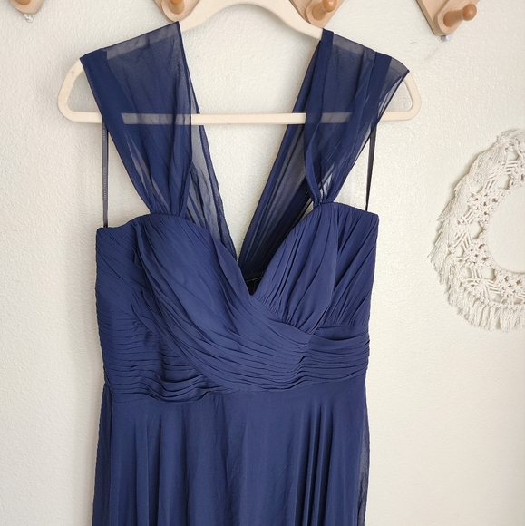 Dessy Collection Off-The-Shoulder Draped Chiffon Maxi Dress - Picture 3 of 11